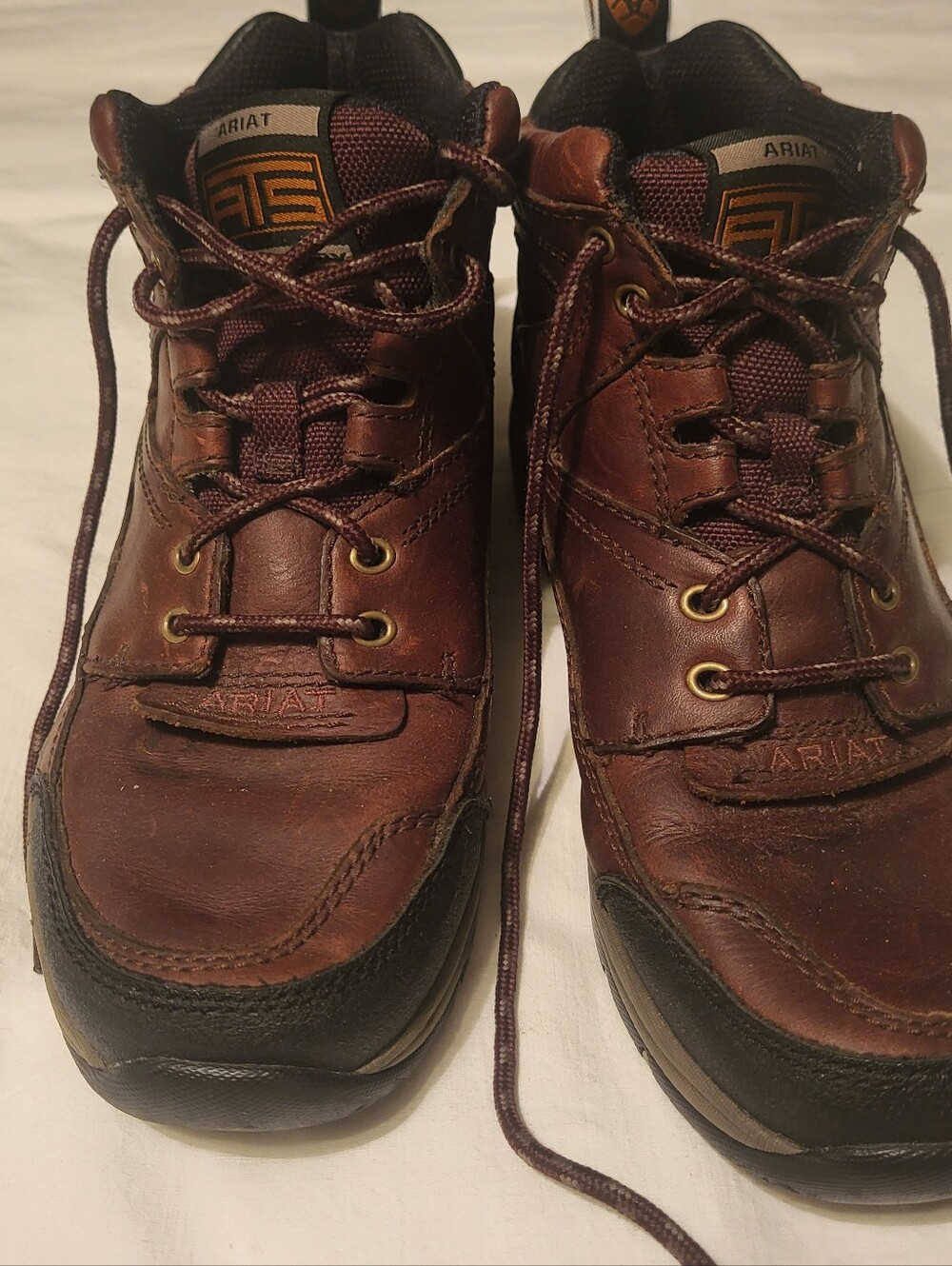 Ariat Men's Dark Brown Leather Lace-Up Work Boots Size 8